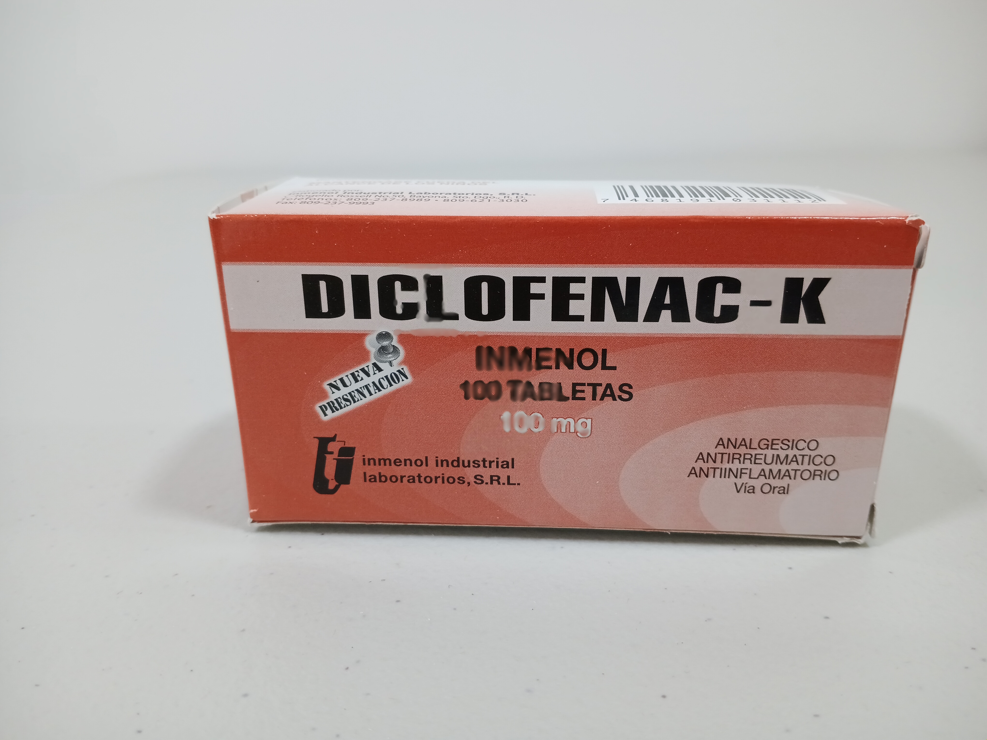 DICLOFENAC POTASICO 100MG TAB * C/100 -INMENOL